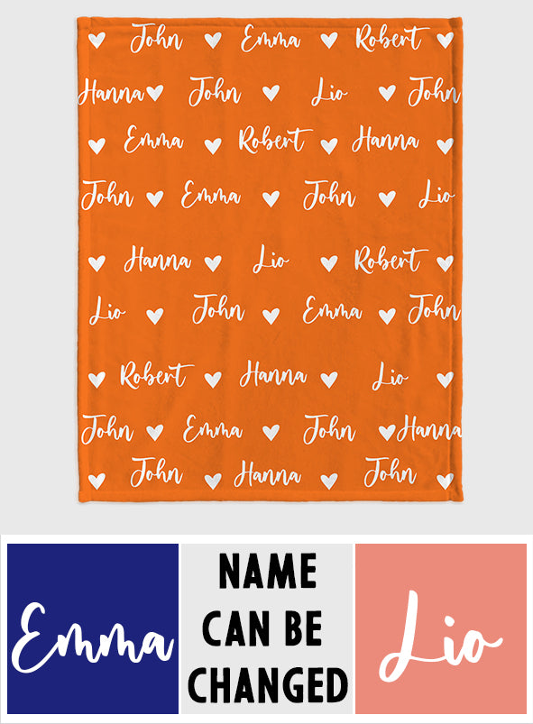 Couverture familiale personnalisée avec motif cœur et nom personnalisé