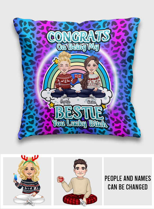 Félicitations pour être mes meilleures amies ! - Cadeau pour une amie - Coussin décoratif personnalisé