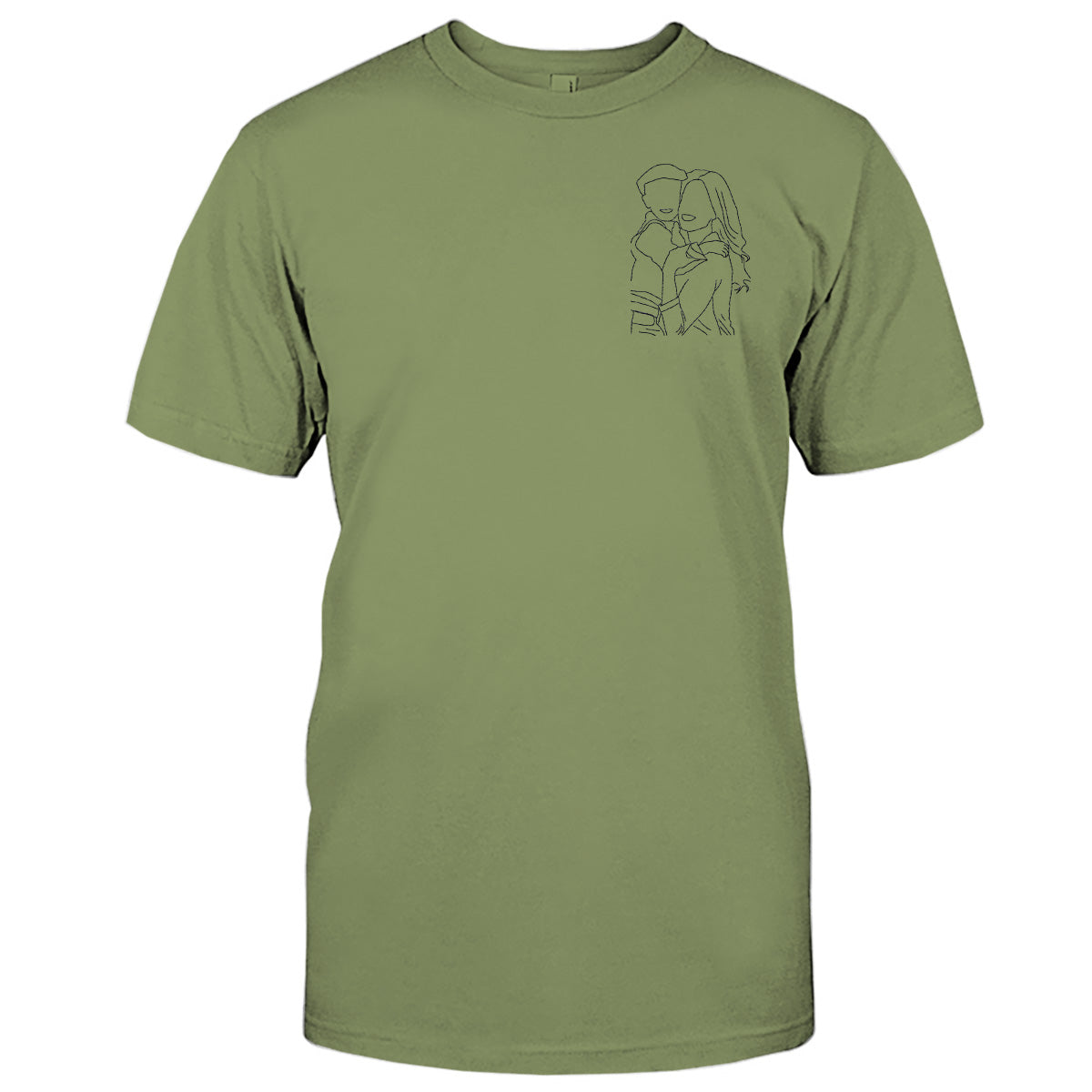 Custom Line Art - Personalized Mother Embroidered T-shirt