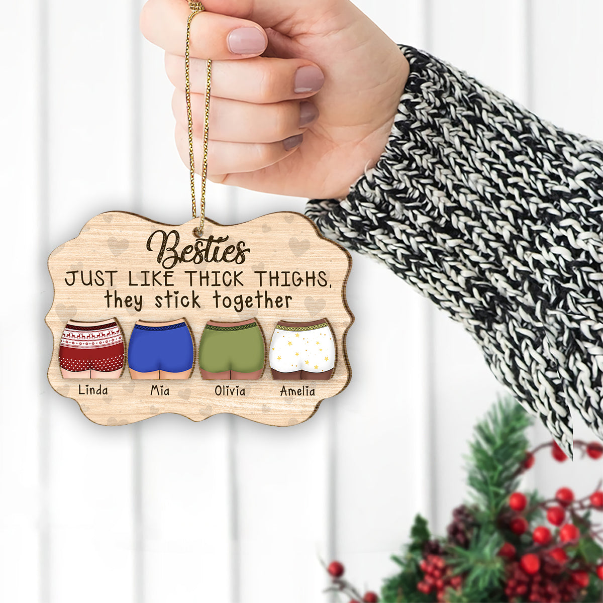 Just Like Thick Thighs - Personalized Bestie 2 Layered Piece Ornament