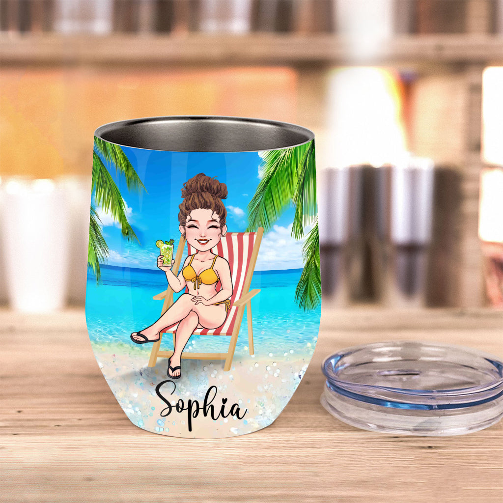 L'appel de la plage - Gobelet à vin personnalisé pour les amoureux de la mer