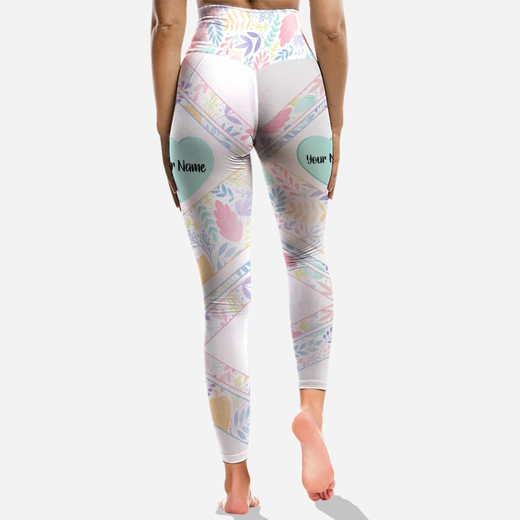 This Mama Wears Her Heart On Her Sleeve - Personalized Mother’s Day Mother Hoodie and Leggings