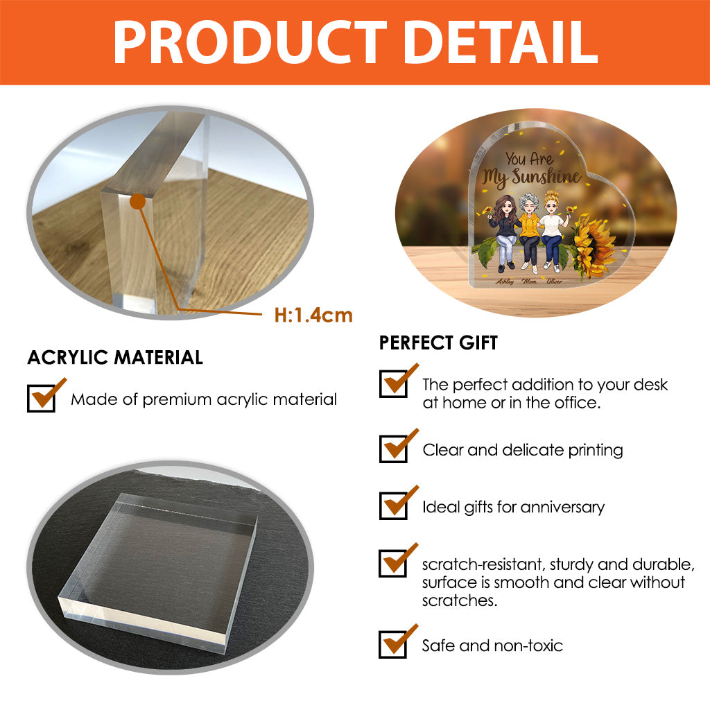 Tu es mon rayon de soleil - Plaque acrylique personnalisée pour la fête des mères