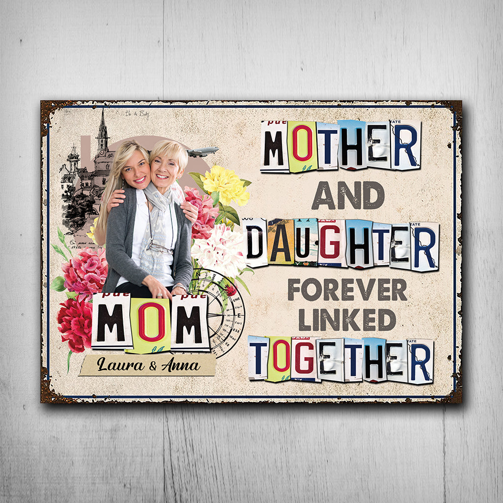 Unis pour toujours - Cadeau pour maman, fille, fils - Plaque métallique rectangulaire personnalisée