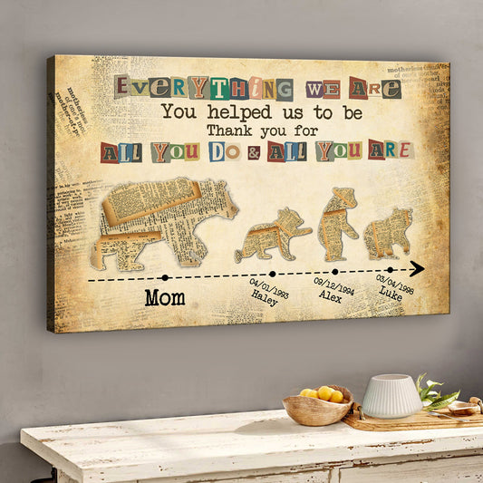 Tout ce que nous sommes - Toile et affiche personnalisées pour la fête des mères