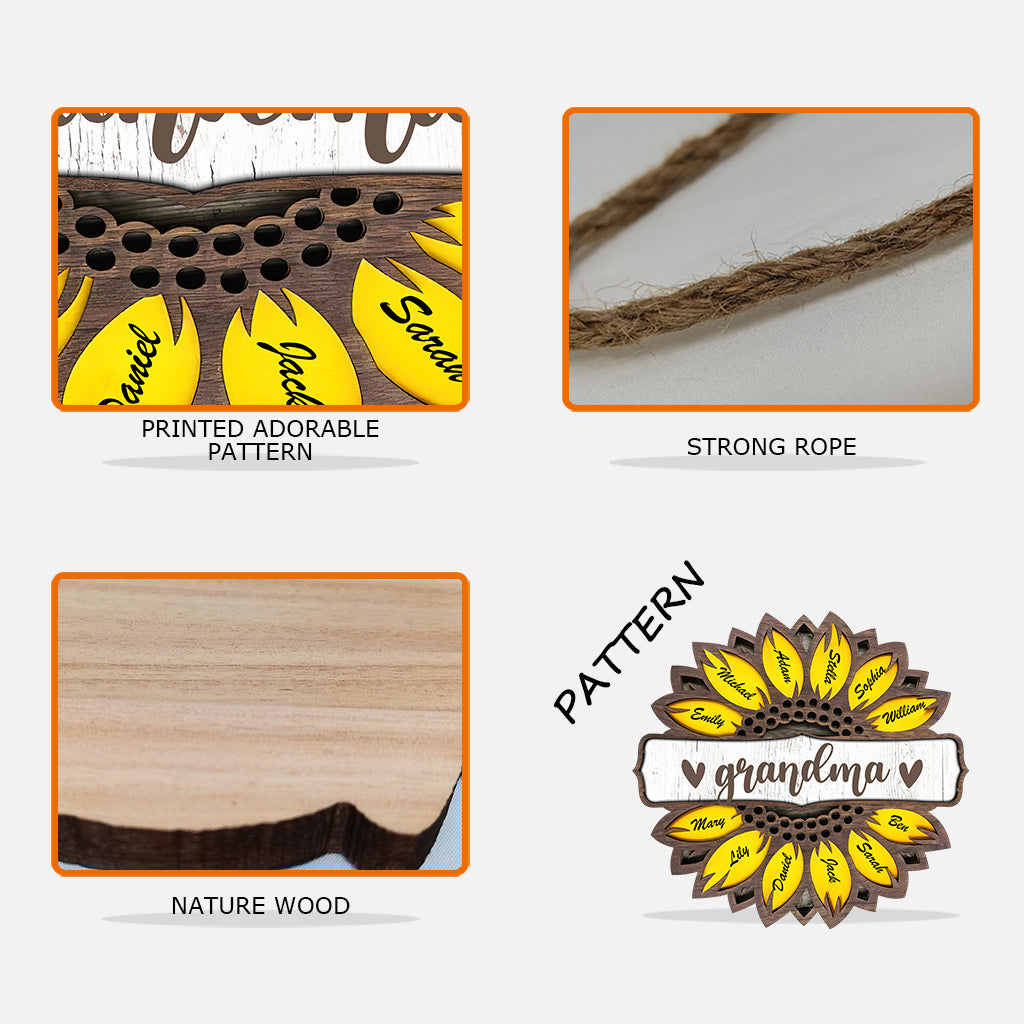 Grand-mère - Panneau en bois personnalisé pour la fête des mères