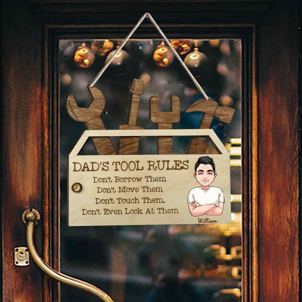 Les règles de papa en matière d'outils - Panneau en bois personnalisé pour papa