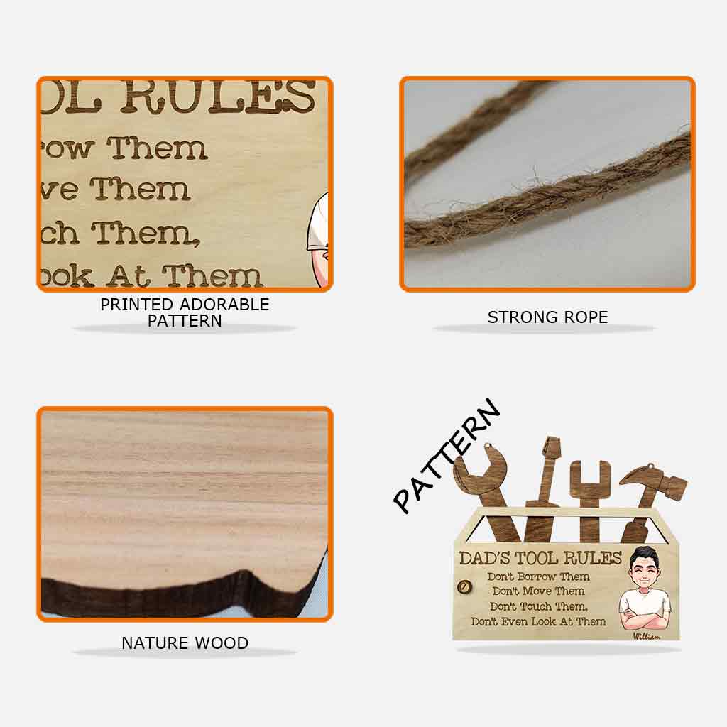 Les règles de papa en matière d'outils - Panneau en bois personnalisé pour papa
