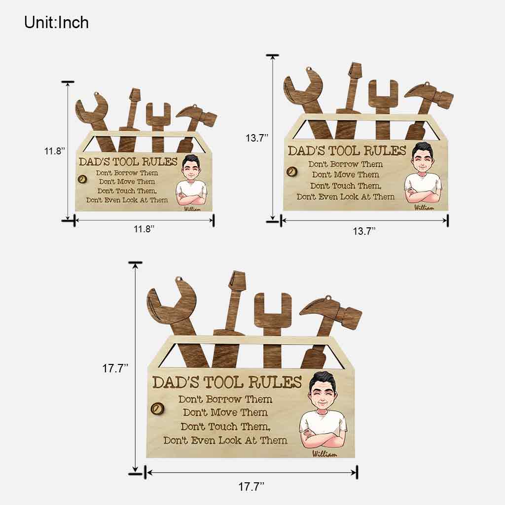 Les règles de papa en matière d'outils - Panneau en bois personnalisé pour papa