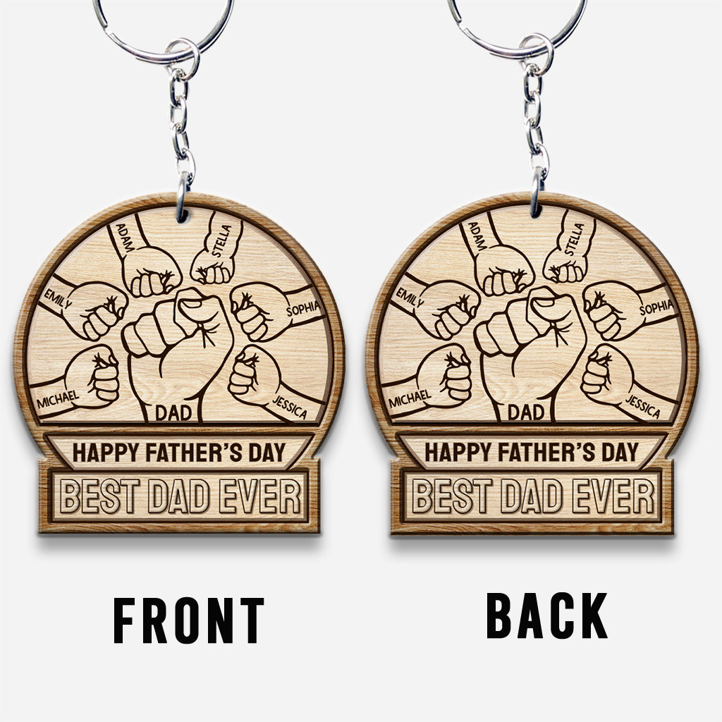 Best Dad Ever - Personalized Father's Day Father Keychain (Printed On Both Sides)