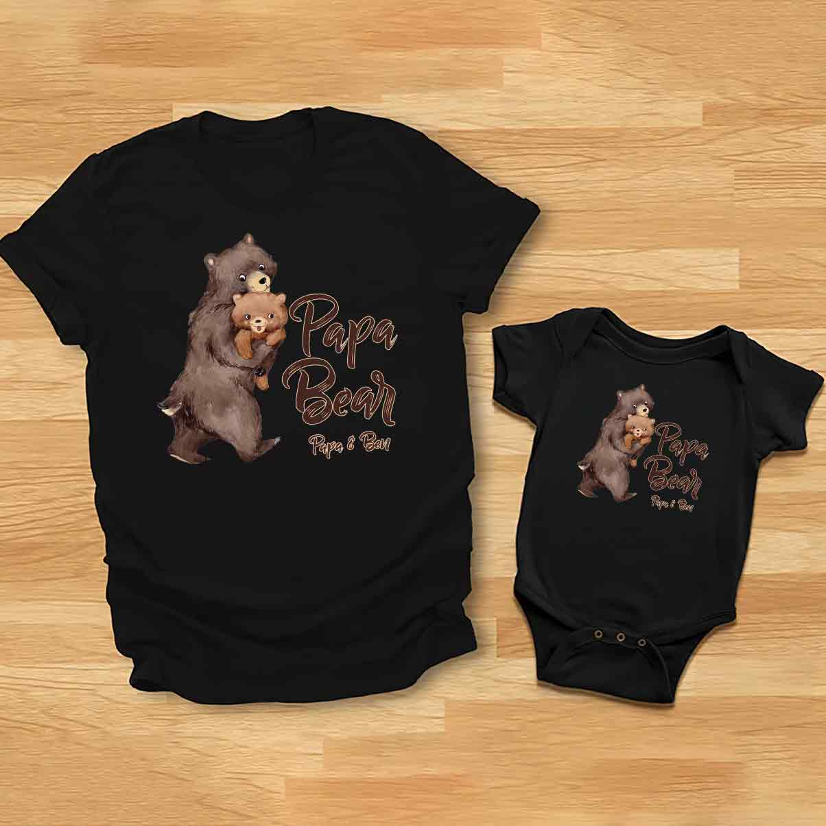 Papa Ours Bébé Ours - T-shirt personnalisé pour papa et body pour bébé