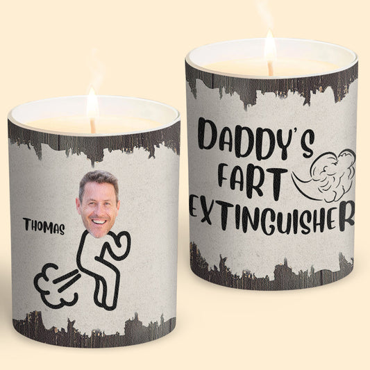 Fart Extinguisher - Gift for dad, grandma, grandpa, mom, uncle, aunt, son, daughter, brother, sister, granddaughter, grandson, husband, wife, boyfriend, girlfriend, friend - Personalized Candle With Wooden Lid