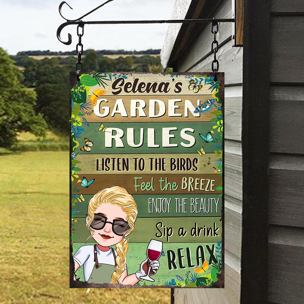 Et me voilà parti au jardin ! - Panneau métallique rectangulaire personnalisé pour le jardinage