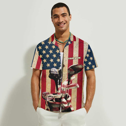 Drapeau de golf Freedom - Chemise hawaïenne personnalisée pour la fête de l'indépendance