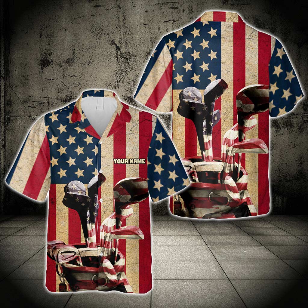 Drapeau de golf Freedom - Chemise hawaïenne personnalisée pour la fête de l'indépendance
