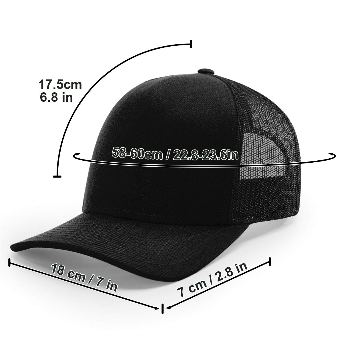 La pêche me rend heureux - Casquette trucker personnalisée sur le thème de la pêche (maille noire)