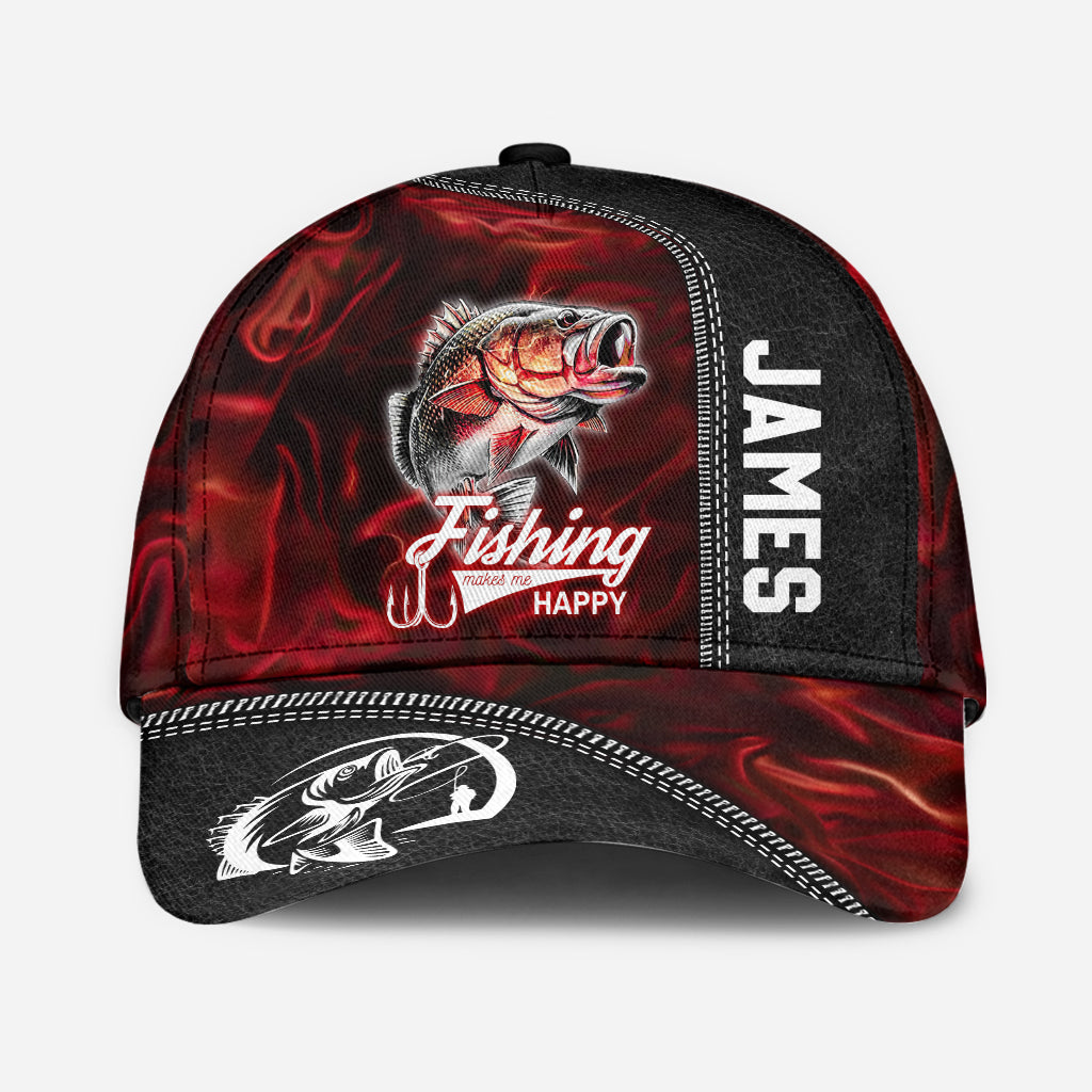 La pêche me rend heureux - Casquette de pêche classique personnalisée