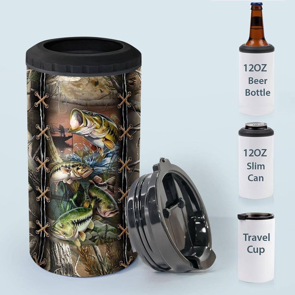 Né pour pêcher, forcé de travailler - Refroidisseur de canettes de pêche personnalisé