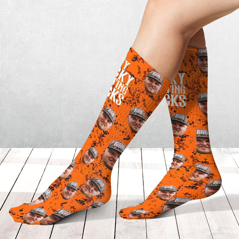 Chaussettes de chasse porte-bonheur orange - Chaussettes de chasse personnalisées