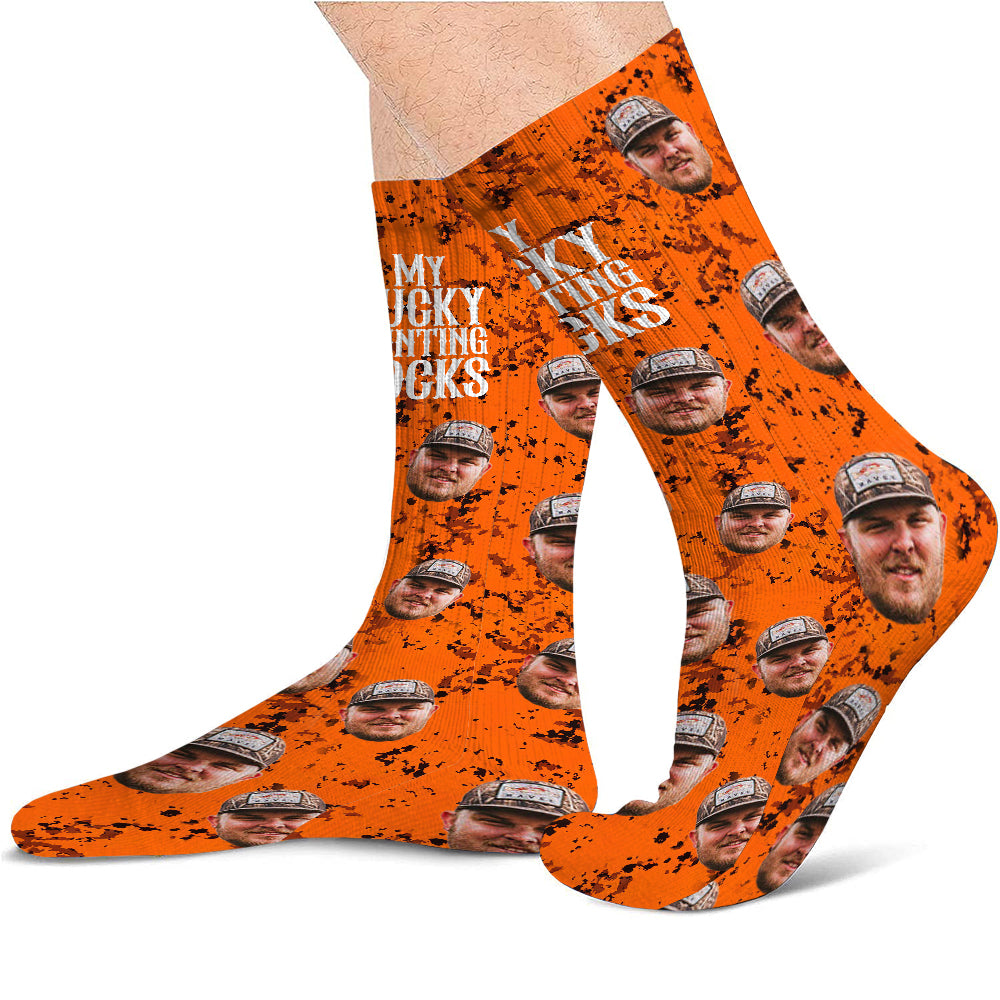 Chaussettes de chasse porte-bonheur orange - Chaussettes de chasse personnalisées