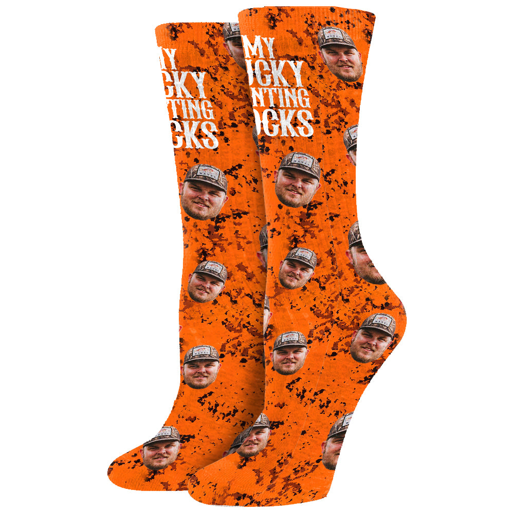 Chaussettes de chasse porte-bonheur orange - Chaussettes de chasse personnalisées