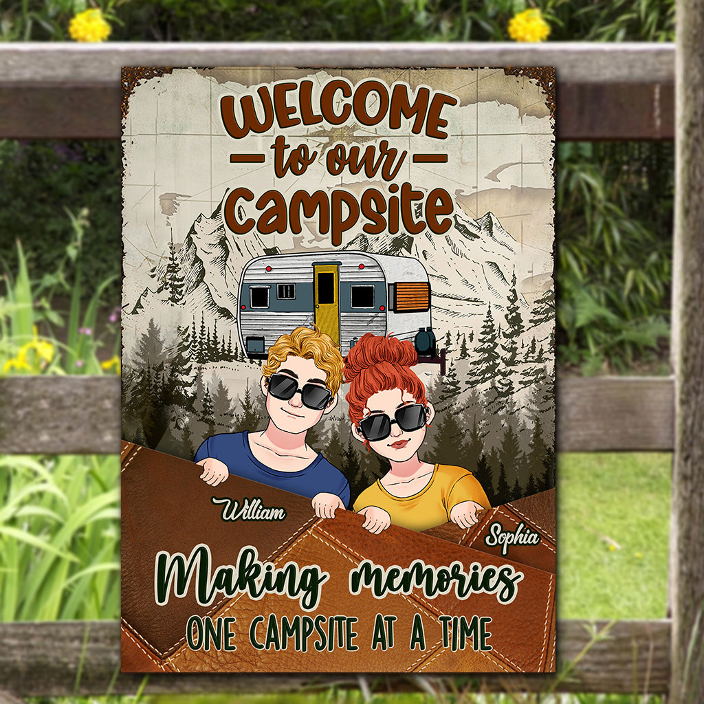 Partenaires de camping pour la vie - Panneau métallique rectangulaire personnalisé pour le camping