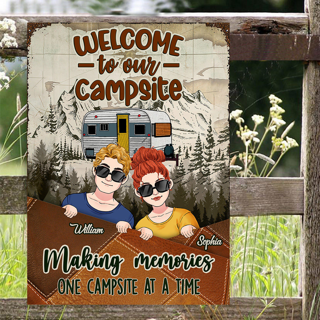 Partenaires de camping pour la vie - Panneau métallique rectangulaire personnalisé pour le camping