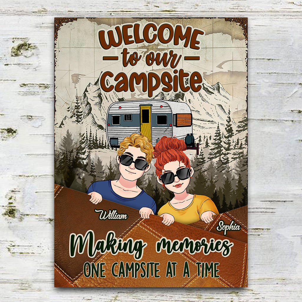 Partenaires de camping pour la vie - Panneau métallique rectangulaire personnalisé pour le camping