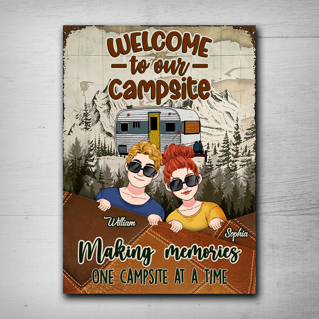 Partenaires de camping pour la vie - Panneau métallique rectangulaire personnalisé pour le camping