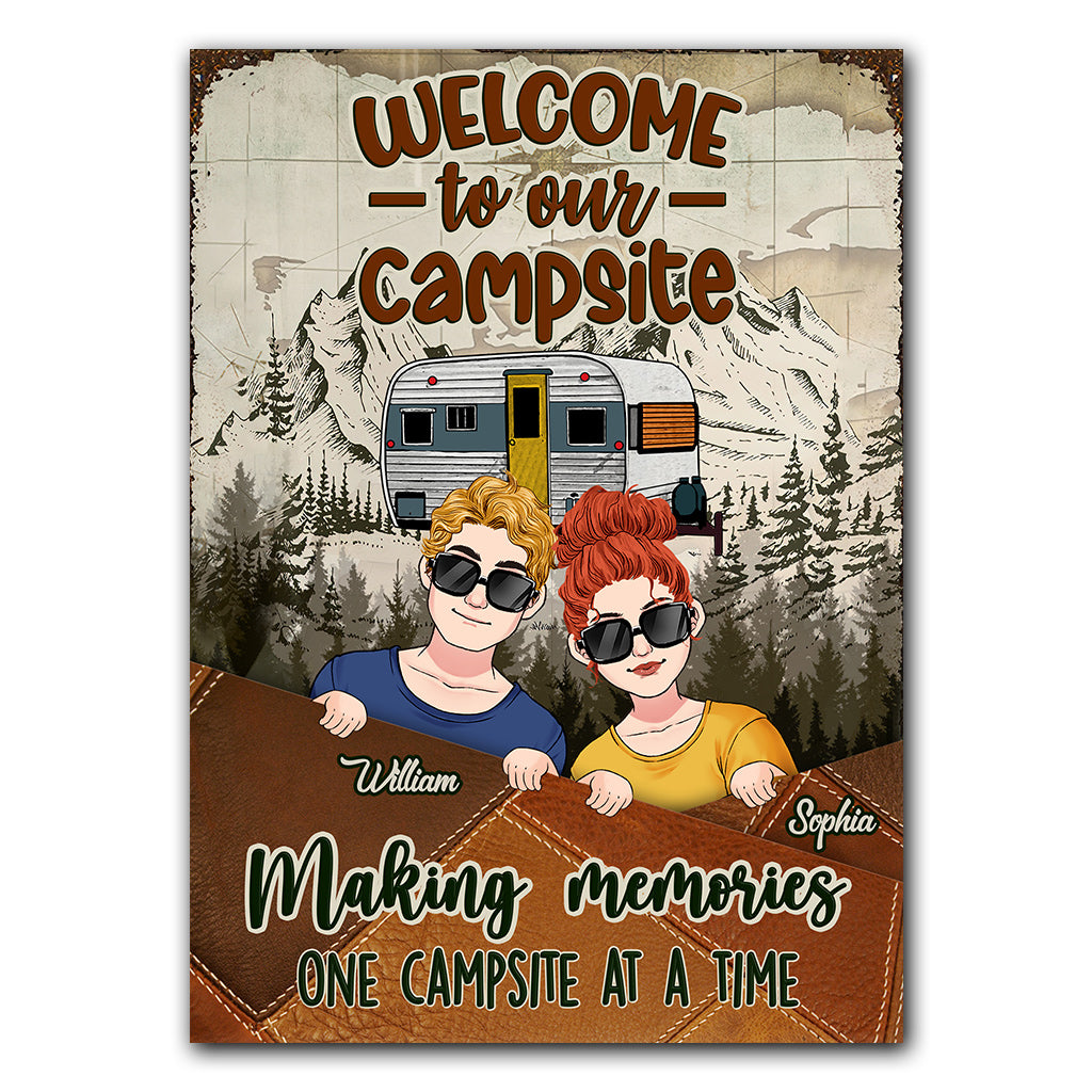 Partenaires de camping pour la vie - Panneau métallique rectangulaire personnalisé pour le camping