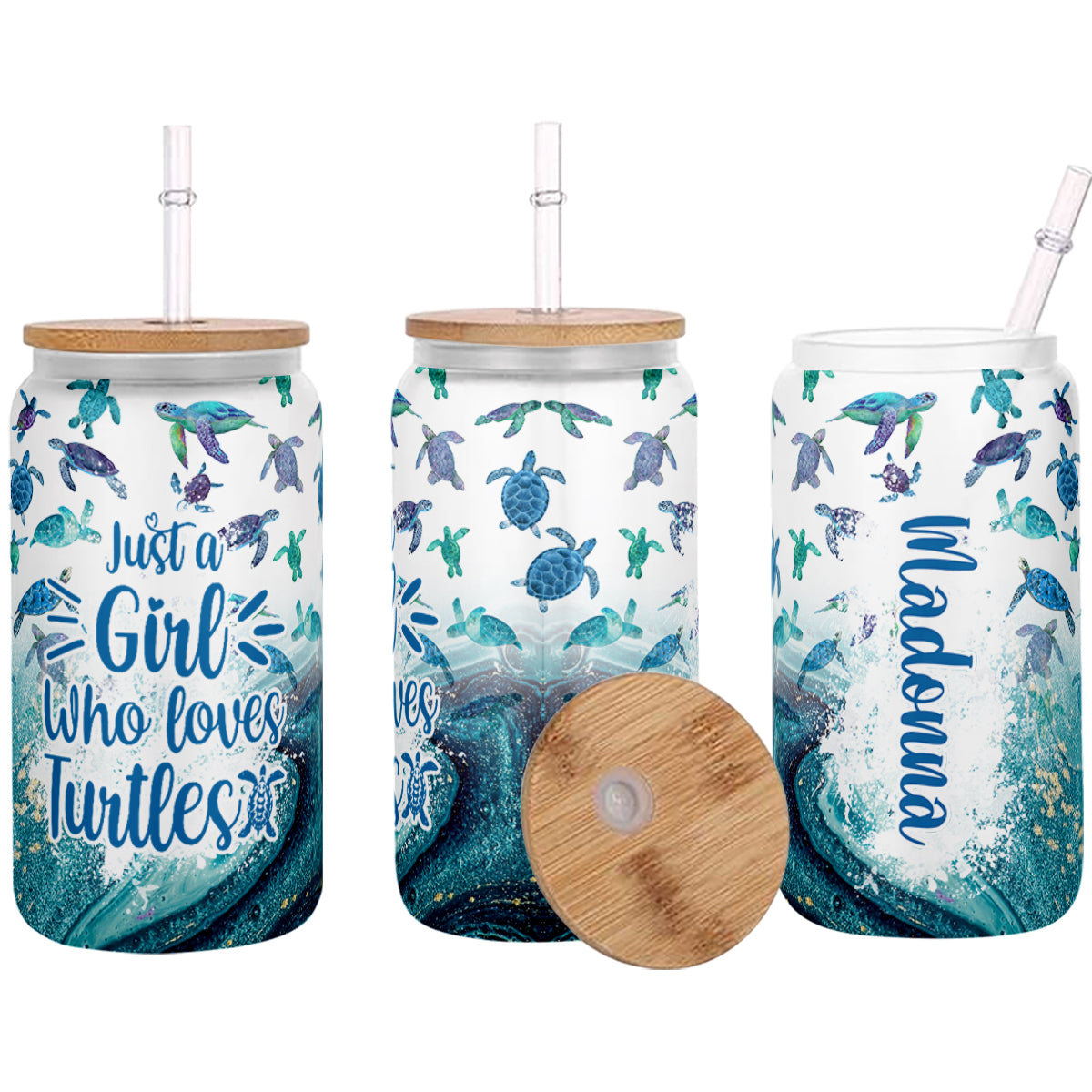 Appartenir à la mer - Verre à canette personnalisé Tortue