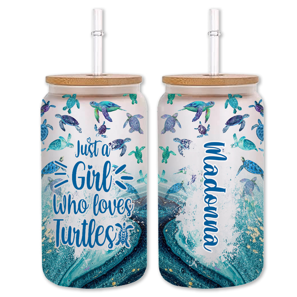 Appartenir à la mer - Verre à canette personnalisé Tortue