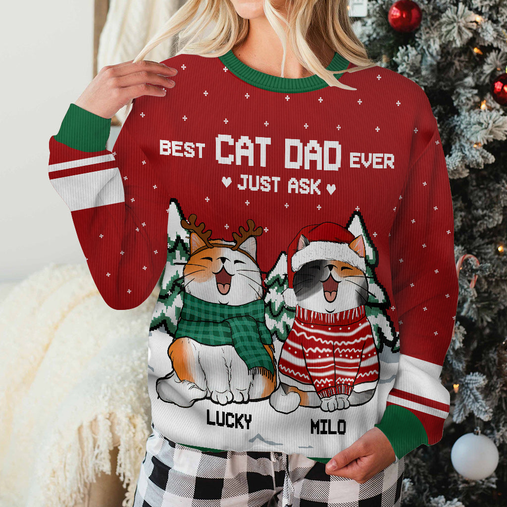 Meilleur papa chat du monde - Pull moche personnalisé pour chat