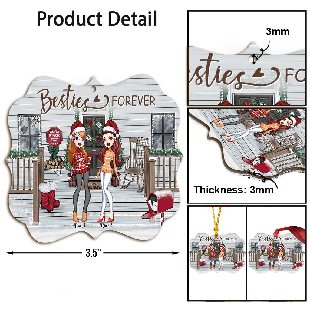 Meilleure amie pour toujours - Ornement de Noël personnalisé pour meilleure amie (Impression recto verso)