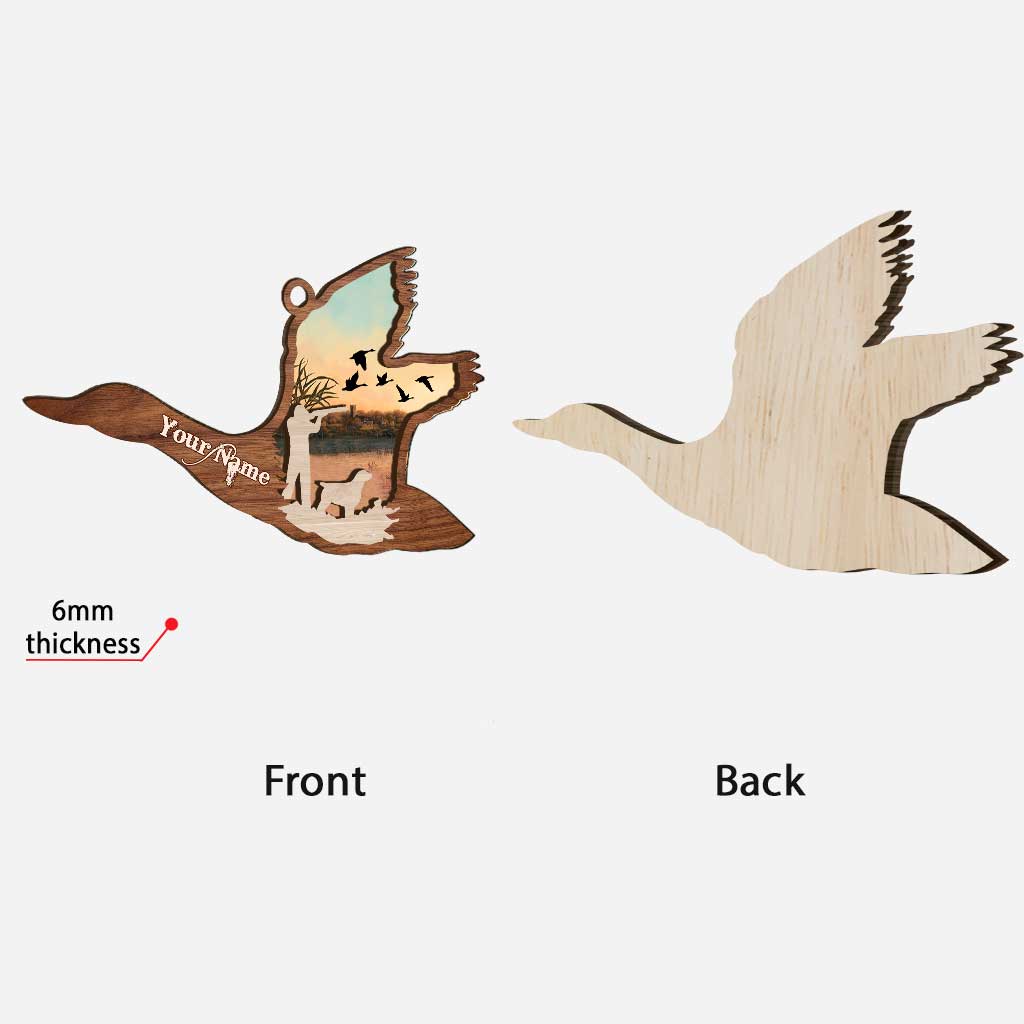 Canard de chasse - Ornement de Noël personnalisé en bois superposé sur le thème de la chasse
