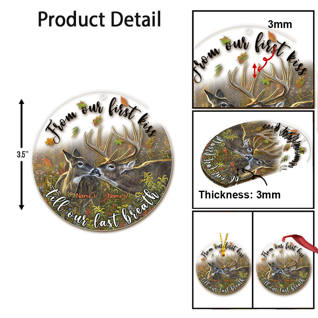 De notre premier baiser à notre dernier souffle - Ornement de Noël transparent personnalisé sur le thème de la chasse