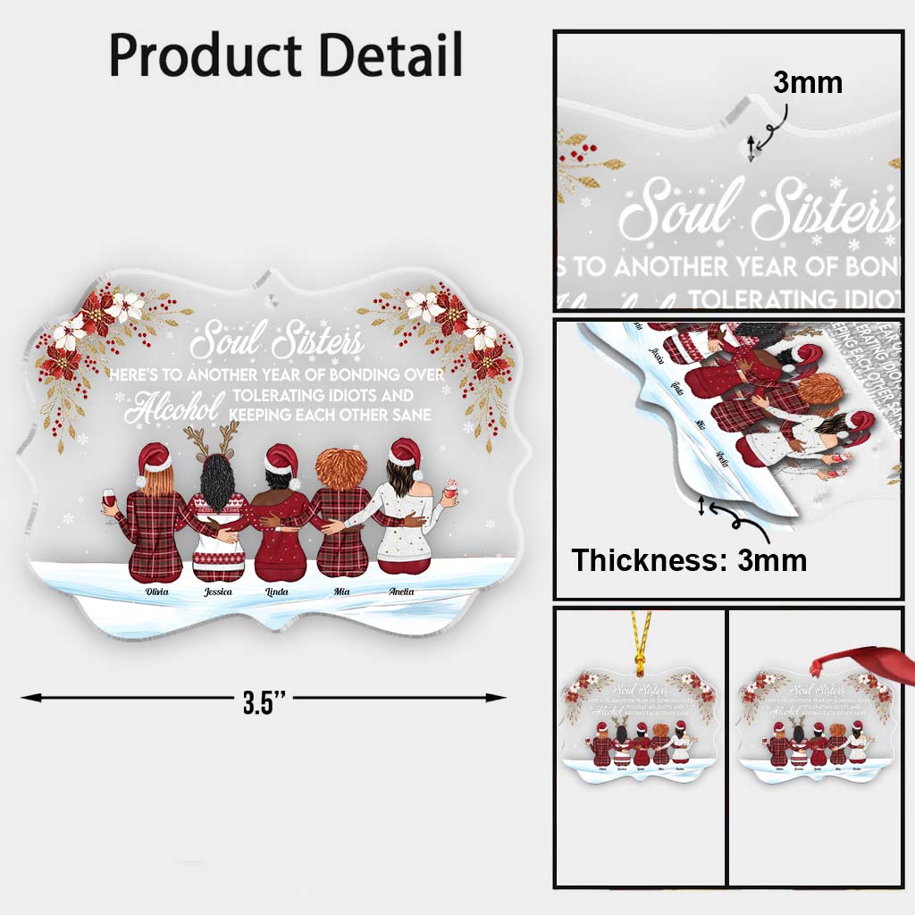 À une autre année de complicité autour d'un verre ! - Ornement transparent personnalisé pour meilleure amie