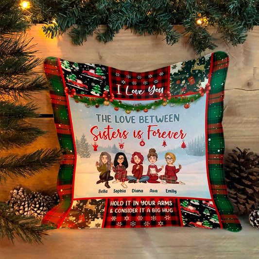 L'amour entre sœurs est éternel - Coussin décoratif personnalisé pour meilleure amie