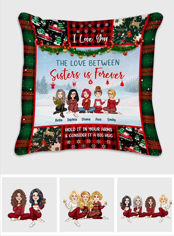 L'amour entre sœurs est éternel - Coussin décoratif personnalisé pour meilleure amie