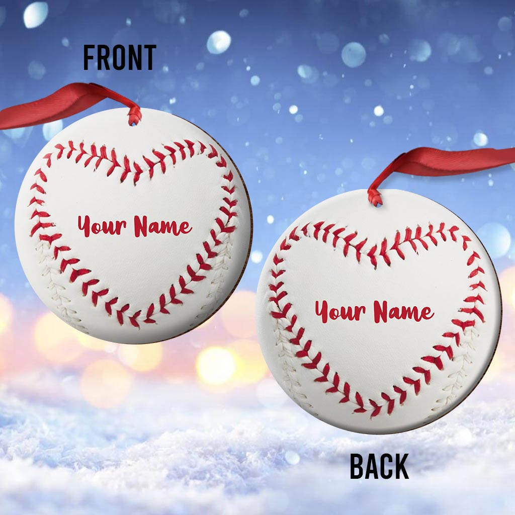 Love Baseball - Personalized Christmas Baseball Ornament (Printed On Both Sides)