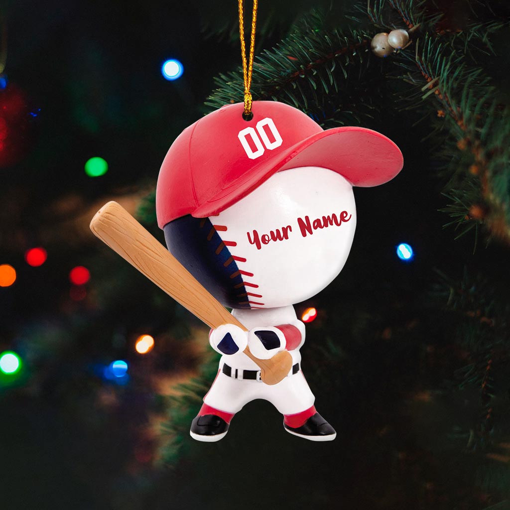 Baseball Figure - Personalized Christmas Baseball Ornament (Printed On Both Sides)