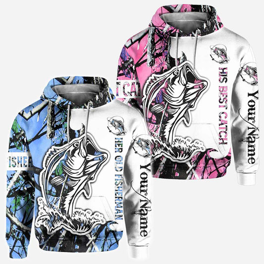 His Best Catch - Personalized Fishing All Over T-shirt and Hoodie