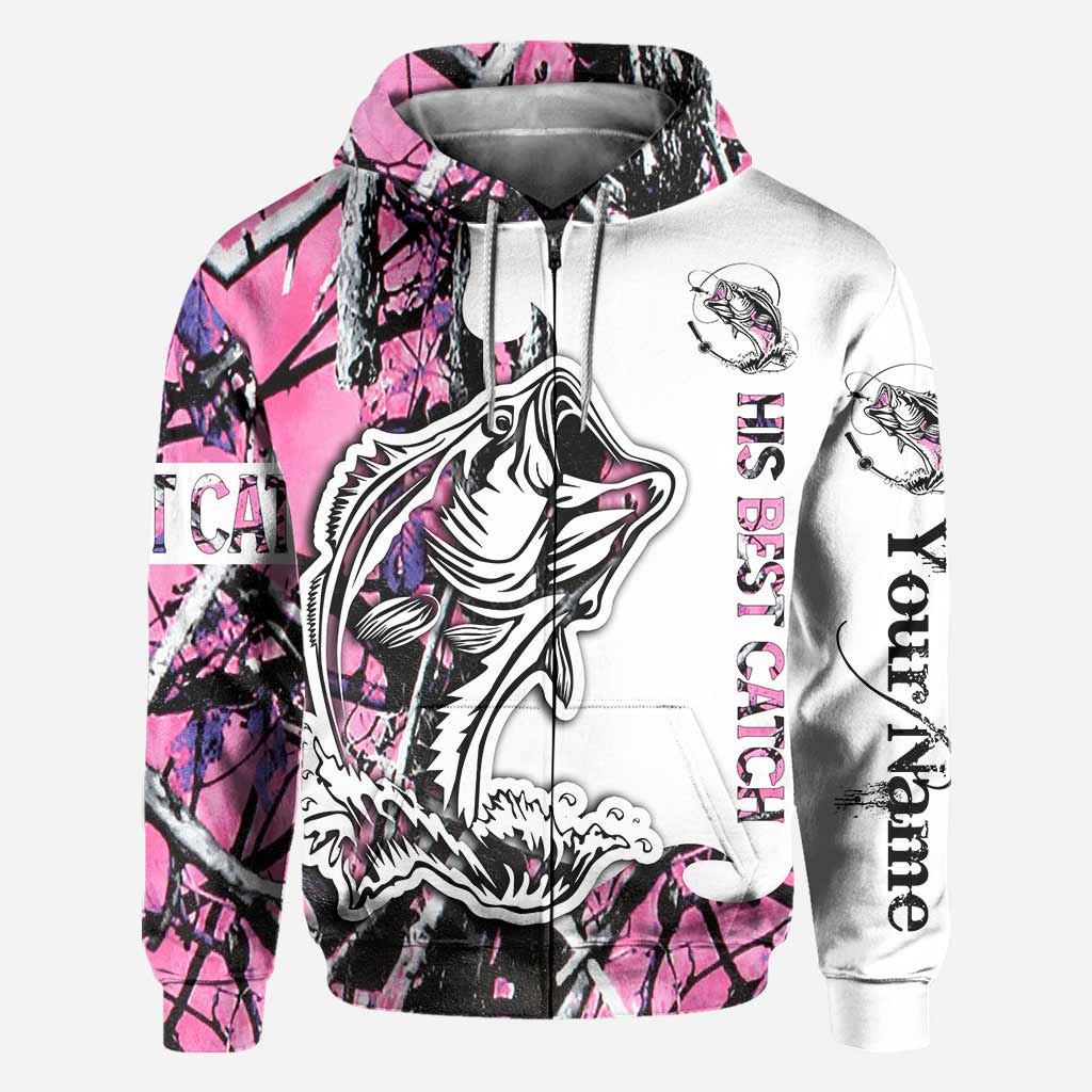 His Best Catch - Personalized Fishing All Over T-shirt and Hoodie