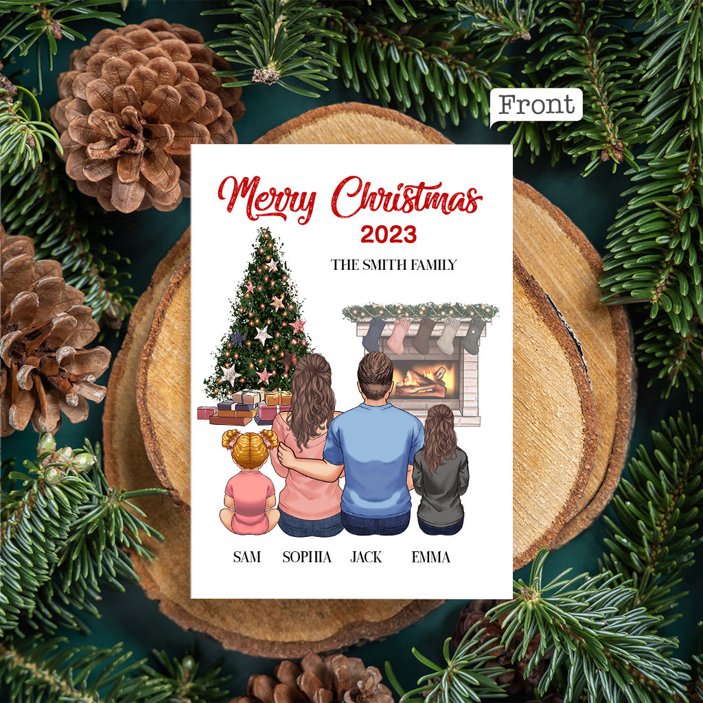 Carte de vœux personnalisée avec QR code « Joyeux Noël » et cheminée