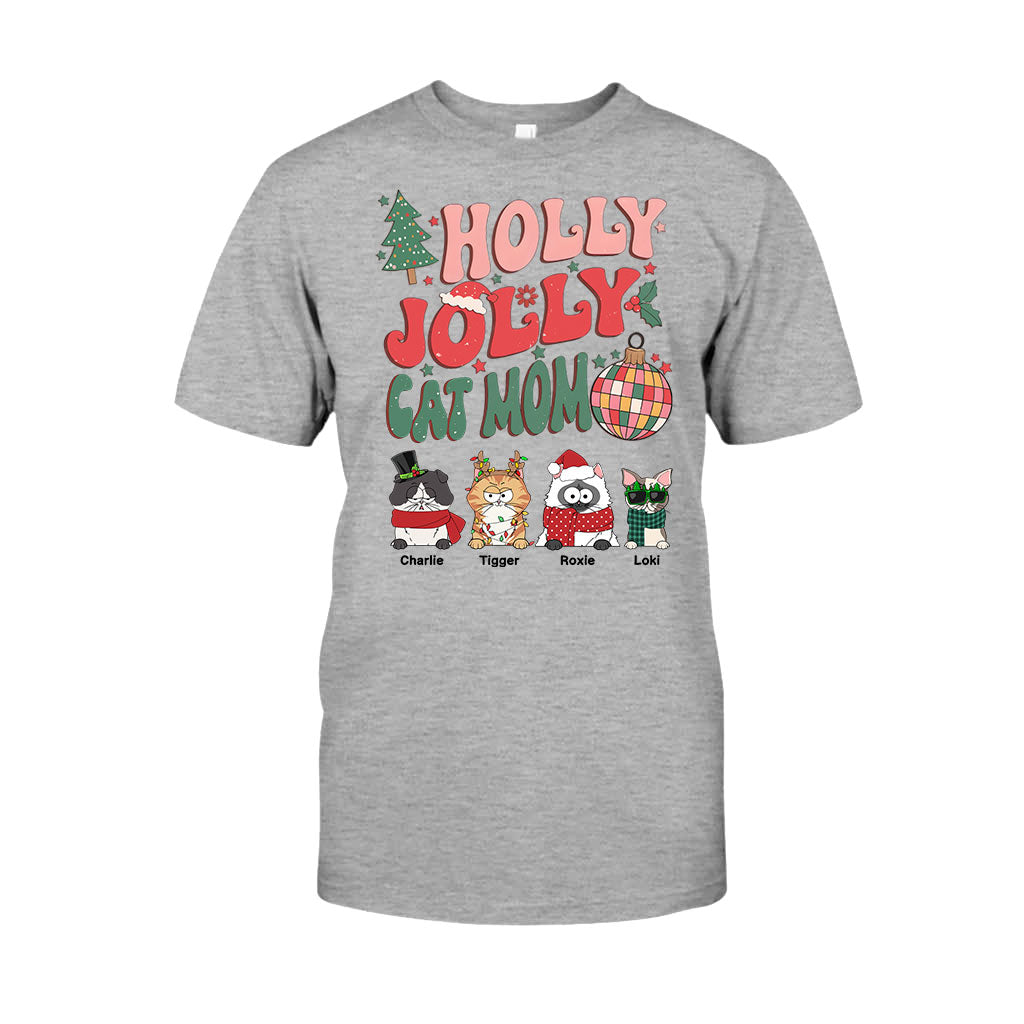 Holly Jolly Cat Mom/Dog Mom - Personalized Cat T-shirt And Hoodie