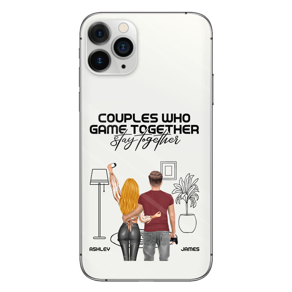 Les couples qui jouent ensemble restent ensemble - Coque de téléphone transparente personnalisée pour jeux vidéo
