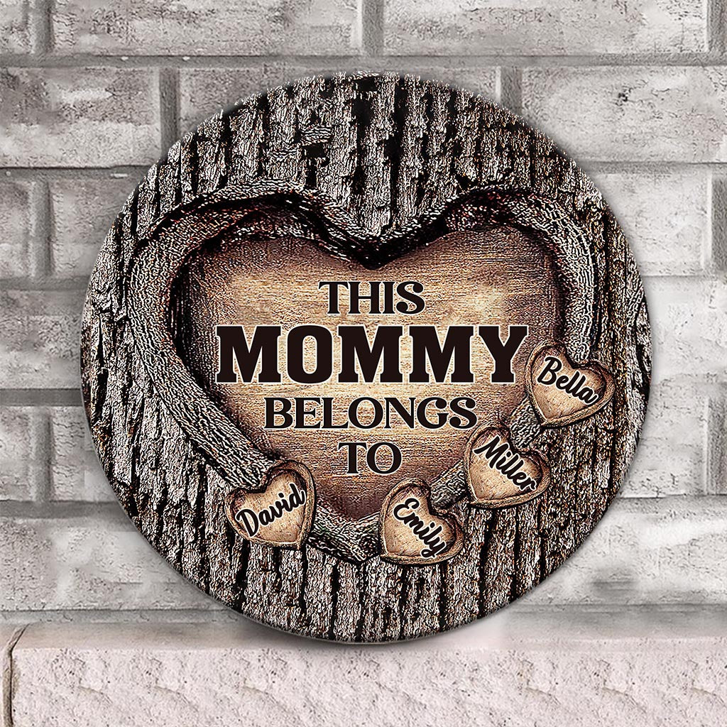 Le Cœur de Papa - Cadeau pour papa, grand-mère, grand-père, maman, oncle, tante, frère, sœur - Panneau rond en bois personnalisé