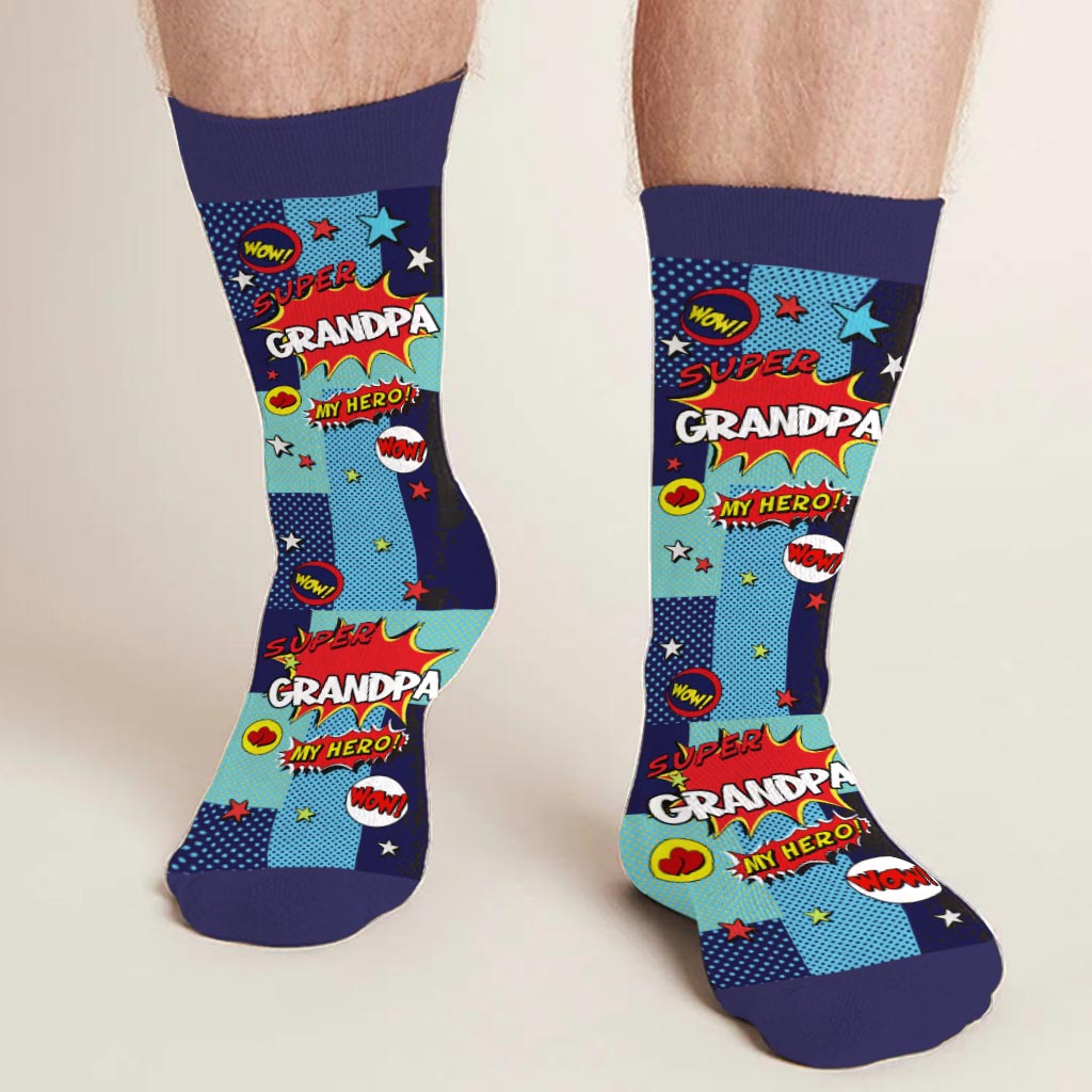 Super Dad - Gift for dad, grandpa, uncle, brother - Personalized Socks