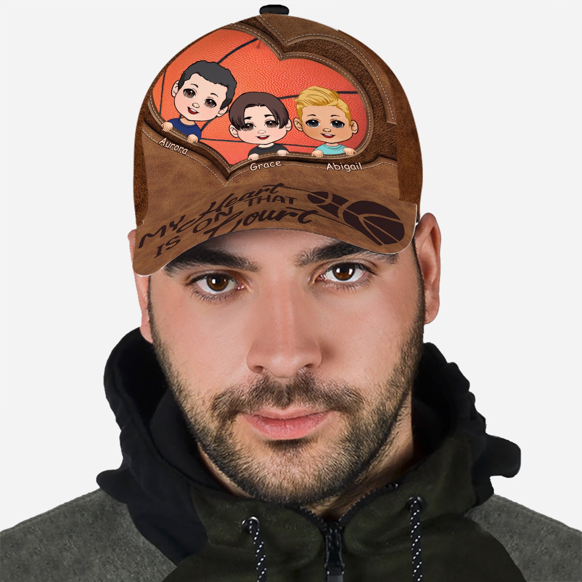 Mon cœur est sur le terrain - Casquette de basket-ball classique personnalisée