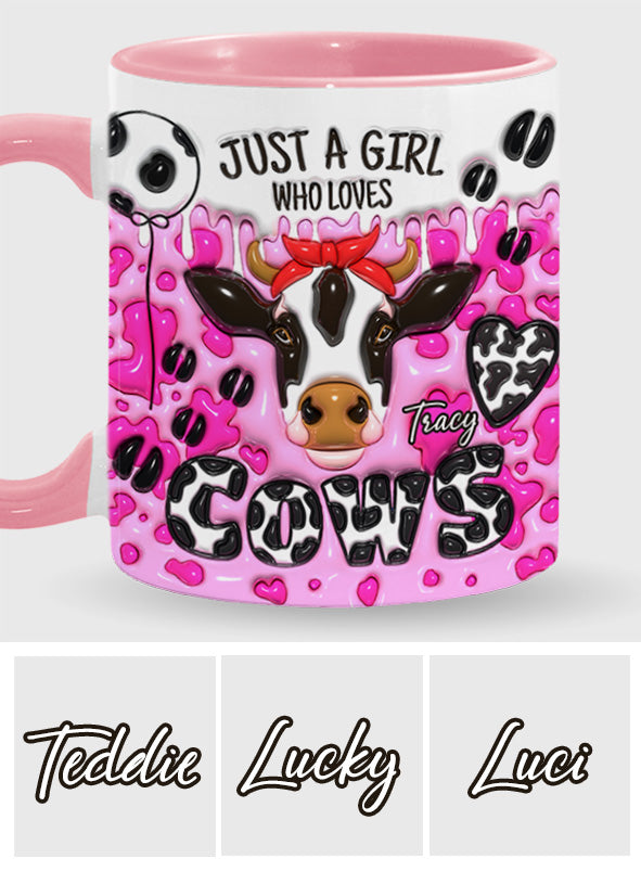 Mug personnalisé « Juste une fille qui aime les vaches » avec motif vache